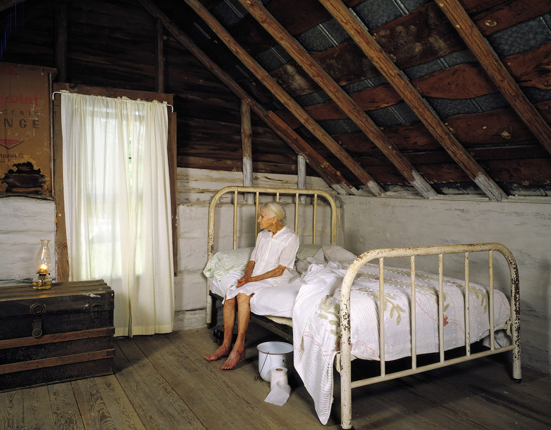 Carol Highsmith’s Aunt Kate on her 90th birthday in the log cabin where her Grandfather and Great Grandfather were born