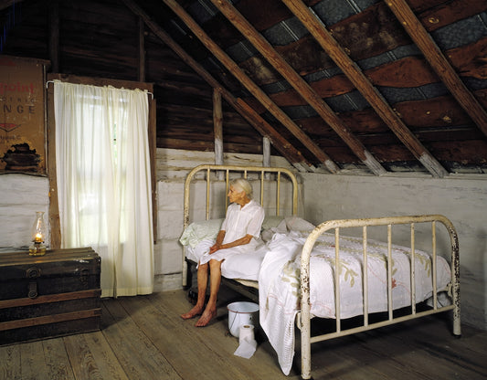 Carol Highsmith’s Aunt Kate on her 90th birthday in the log cabin where her Grandfather and Great Grandfather were born