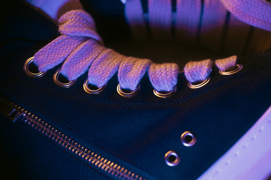 A close up of a pair of shoes with zippers