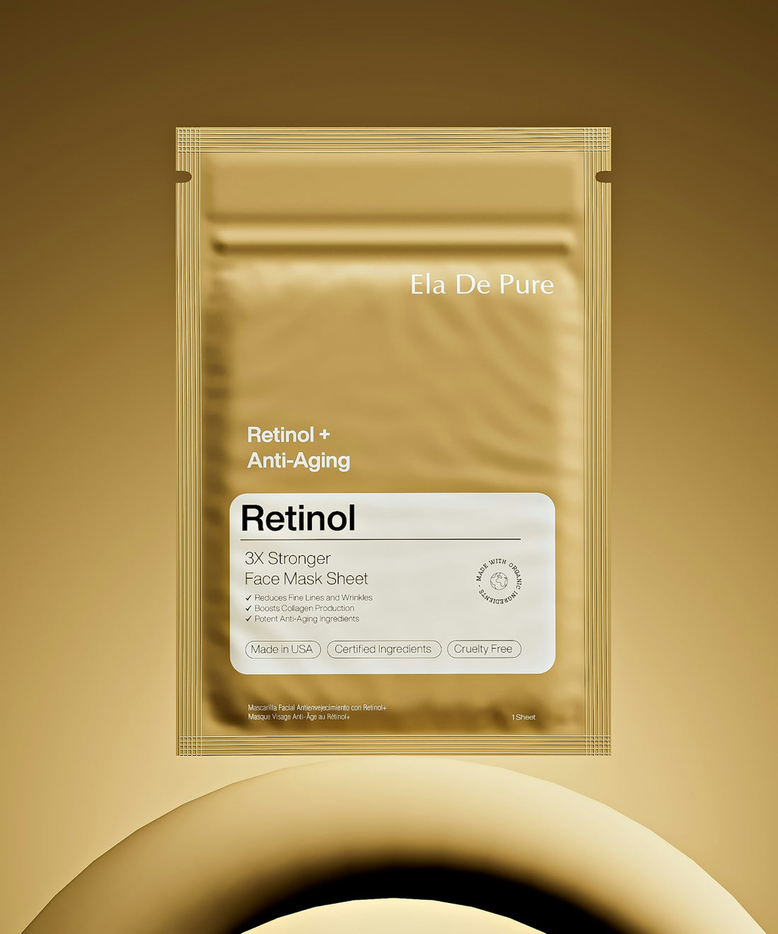Retinol anti-aging face mask sheet.