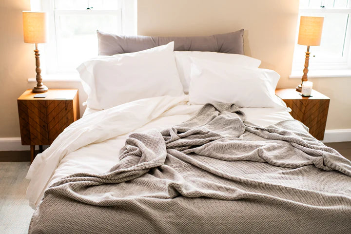 Organic Cotton Herringbone Weave Blanket - 100% American Organic Cotton