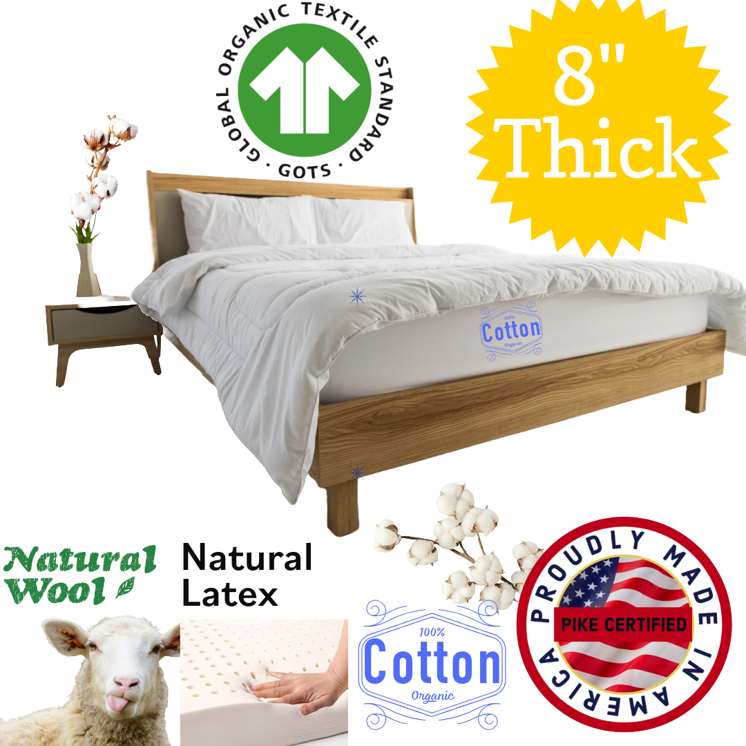 Cotton, Wool & Latex Mattress - No Springs - Made in the USA