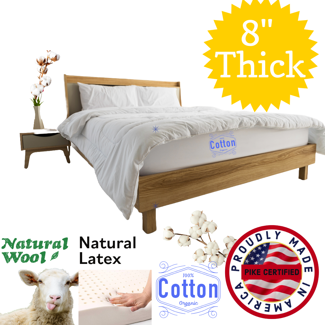 Cotton, Wool & Latex Mattress - No Springs - Made in the USA