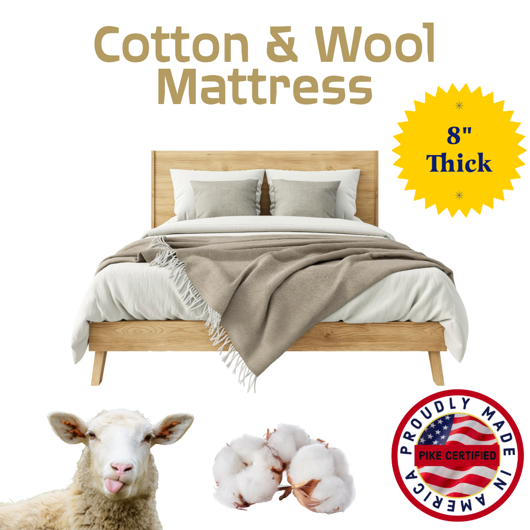 Cotton & Wool Filled Mattress - No Springs - No foam - Made in the USA