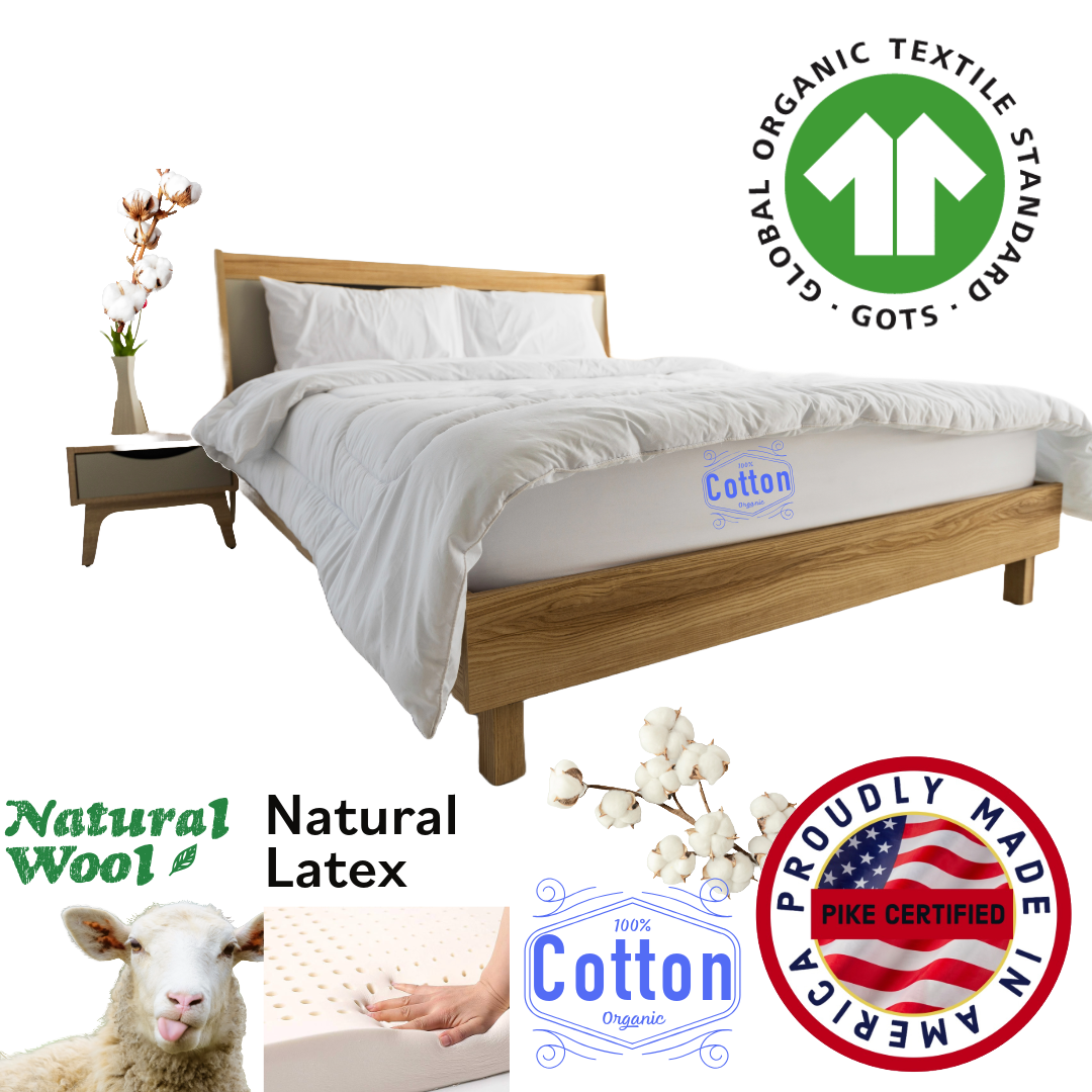 Cotton, Wool & Latex Mattress - No Springs - Made in the USA