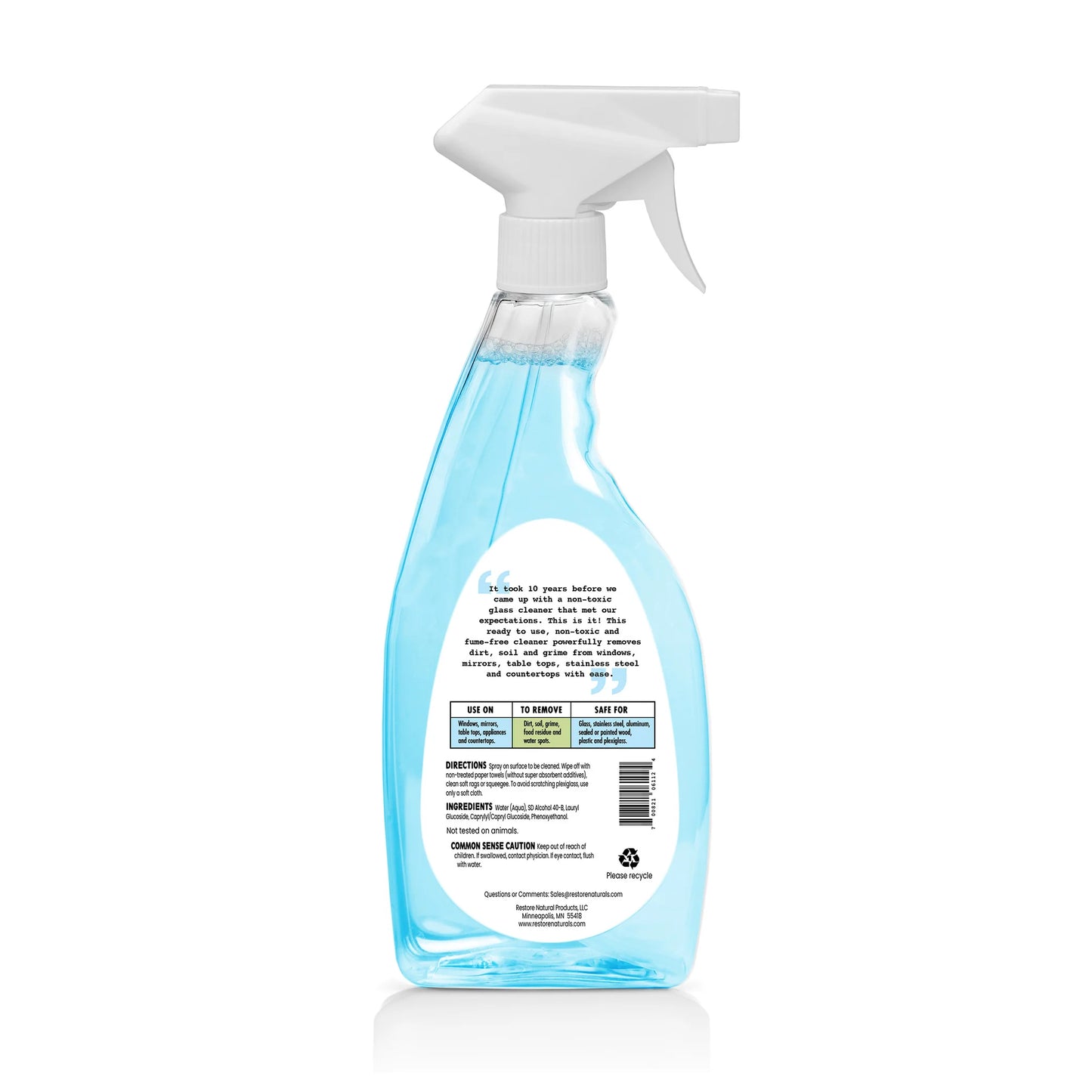 Restore Naturals Glass Cleaner  (Non-Toxic, Biodegradable) Made in the USA