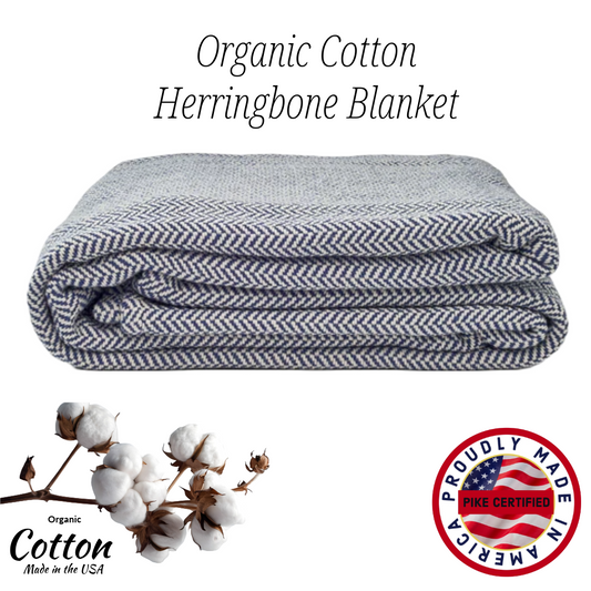 Organic Cotton Herringbone Weave Blanket - 100% American Organic Cotton