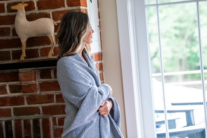 Organic Cotton Herringbone Weave Blanket - 100% American Organic Cotton